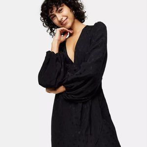 Topshop Floral Jacquard Long Sleeve Dress